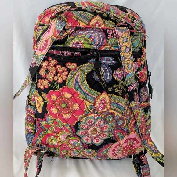 Vera Bradley Symphony in Hue Quilted Floral Paisley Backpack Bag Purse - Picture 2 of 12